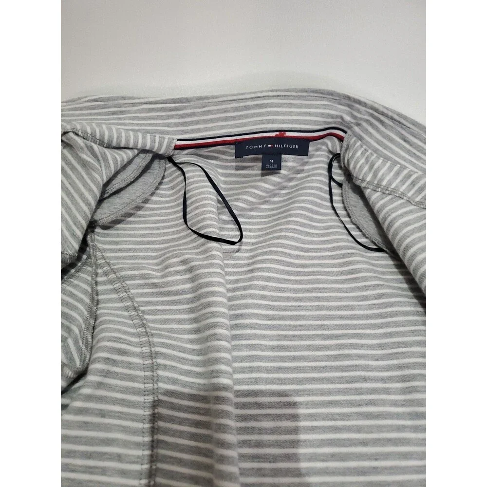 Tommy Hilfiger Button Up Jacket Gray Striped Casual w Pockets‎ Womens Medium